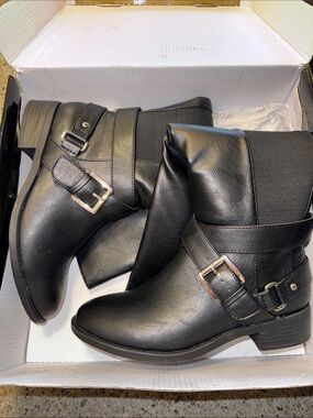 Thalia Sodi Black Buckle Ankle Booties